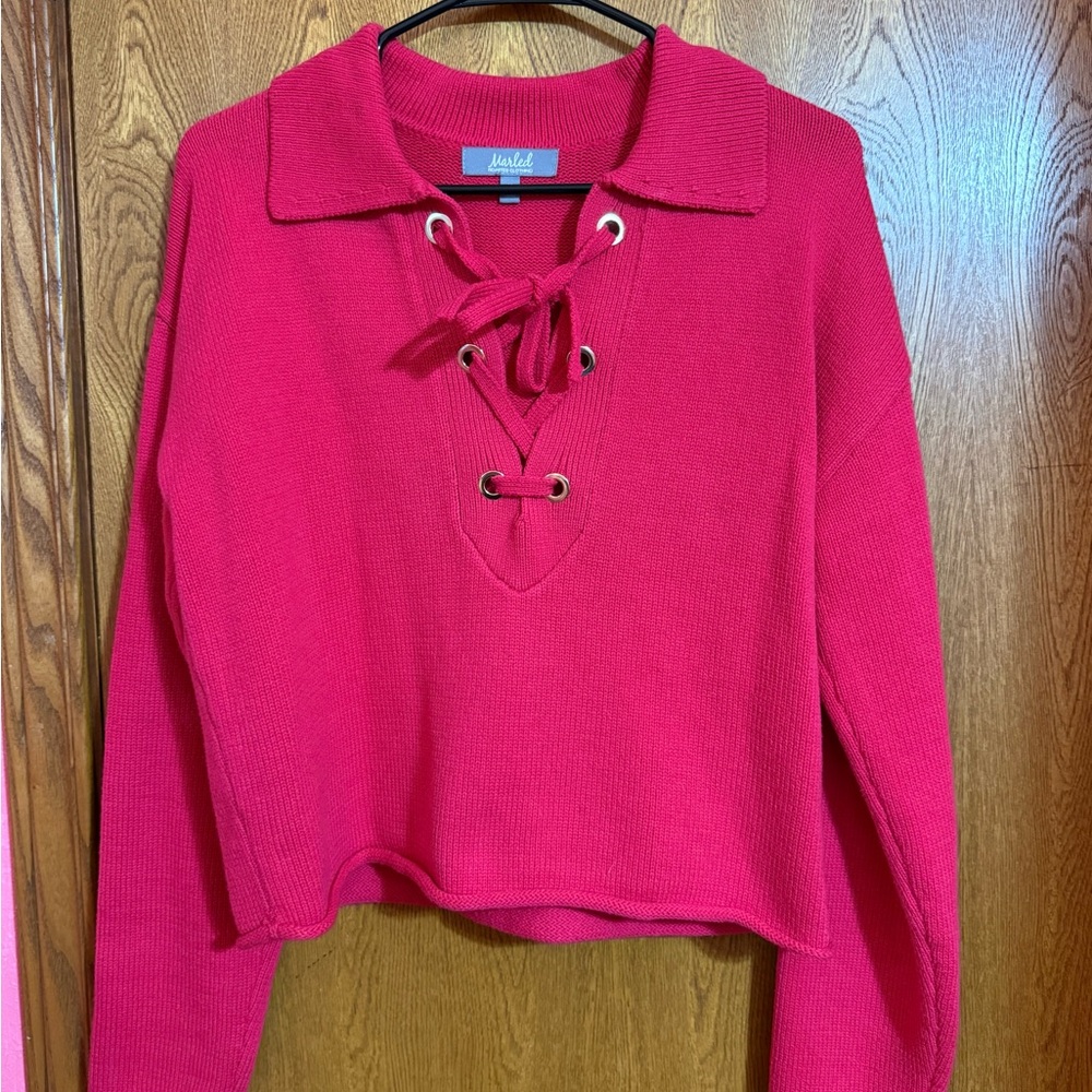 Chic Lace-Up Sweater